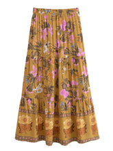 Load image into Gallery viewer, Yellow Floral Print,Bohemian Skirt,Boho Maxi Skirt