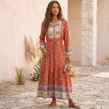 Load image into Gallery viewer, Elegant Lace-up Tassel Wild Floral Print Beach Bohemian Maxi Dress