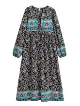 Load image into Gallery viewer, Black Wild Floral ,Beach Bohemian Maxi Dress,Holiday Boho Dress