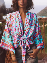 Load image into Gallery viewer, Vintage Floral Print ,Beach Summer Kimono , Boho Cover-ups