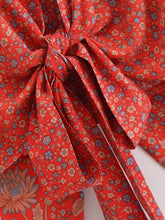 Load image into Gallery viewer, Bohemian Kimono, Boho Bikini Cover-ups,Red Floral