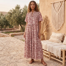 Load image into Gallery viewer, Floral Print Smocked Maxi Dress Tiered Ruffle Dresses Bohemian Beach Sundress
