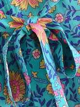 Load image into Gallery viewer, Green Wild Floral-Wrap Boho Mini Dress