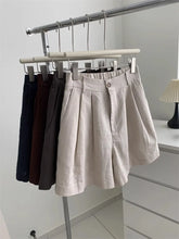 Load image into Gallery viewer, Boho Linen Blend Pleated Shorts Wide Leg Shorts with Pockets