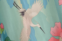 Load image into Gallery viewer, Boho Green Crane & Floral Print Kimono | Rayon Beach Cover-up & Robe