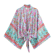 Load image into Gallery viewer, Vintage Floral Print ,Beach Summer Kimono , Boho Cover-ups