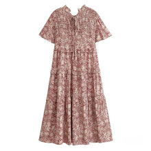 Load image into Gallery viewer, Floral Print Smocked Maxi Dress Tiered Ruffle Dresses Bohemian Beach Sundress