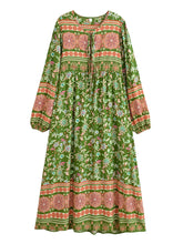 Load image into Gallery viewer, Sun Floral Print, Bohemian Maxi Dress, Boho Dress Robe