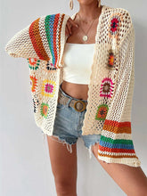 Load image into Gallery viewer, Retro Crochet Rainbow ,Long-sleeved Cardigan ,Handmade Crochet Knitted Cover-ups