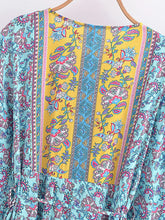Load image into Gallery viewer, Blue Floral Print ,Bohemian Maxi Dress,Boho Dress