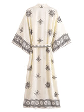 Load image into Gallery viewer, White Floral ,Beach Bohemian Kimono,Boho Bikini Cover-ups