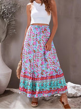 Load image into Gallery viewer, Wild Floral Print ,Bohemian Skirt with Pockets,Ruffles Boho Skirt