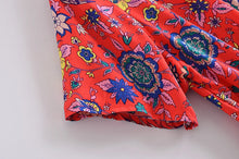 Load image into Gallery viewer, Red Floral Peacock,Bohemian Mini Dress,Boho Dress
