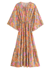 Load image into Gallery viewer, Yellow Floral Print ,Bohemian Maxi Dresses ,Boho Dress
