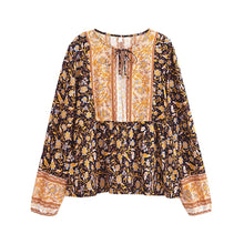 Load image into Gallery viewer, Boho Blouse Shirt,Bohemian Blusas,Floral Print