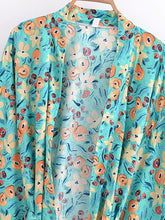 Load image into Gallery viewer, Green Floral Print ,Beach Bohemian Kimono,Boho Bikini Cover-ups
