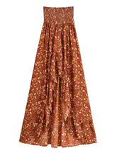 Load image into Gallery viewer, Floral High Low Maxi Skirt Ruffle A-Line Skirt Ethnic Print Skirt