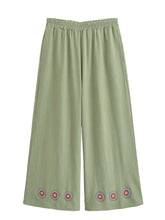 Load image into Gallery viewer, Wild Floral Embroidery ,Bohemian Wide Leg Pants,Boho Trousers