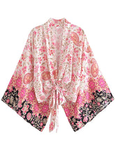 Load image into Gallery viewer, Bohemian Kimono, Boho Bikini Cover-ups,Multi Floral