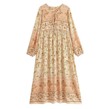 Load image into Gallery viewer, Bohemian Floral Long Sleeve Maxi Dress Tie Front Beach Dresses