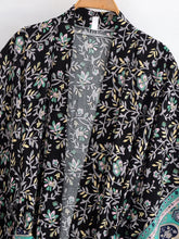 Load image into Gallery viewer, Wild Flower Print ,Batwing Sleeve Beach Bohemian Kimono,Boho Bikini Cover-ups