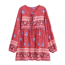 Load image into Gallery viewer, Multi Floral Print ,Bohemian Mini Dress,Boho Dress
