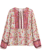 Load image into Gallery viewer, Boho Blouse Shirt,Bohemian Blusas,Floral Print