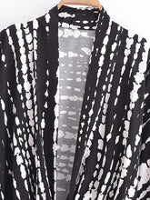Load image into Gallery viewer, Bohemian Kimono, Boho Bikini Cover-ups,Black Floral Print
