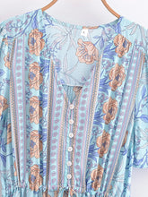 Load image into Gallery viewer, Blue Floral Print,Bohemian Maxi Dress, Boho Dress