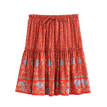 Load image into Gallery viewer, Floral Print Beach ,Bohemian Pleated Skirt,Boho Mini Skirt