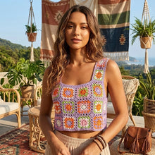 Load image into Gallery viewer, Hollow Out Tank Tops Bohemian Vest Boho Rainbow Tassel Knitted Camis