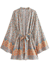 Load image into Gallery viewer, Bohemian Kimino ,Short Robe , Boho Bikini Cover-ups
