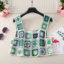 Load image into Gallery viewer, Hollow Out Tank Tops Bohemian Vest Boho Rainbow Tassel Knitted Camis