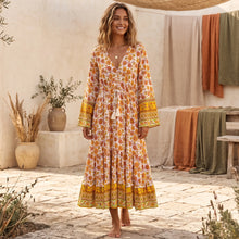 Load image into Gallery viewer, Boho Floral Print Maxi Dress Tiered Ruffle Beach Bohemian Dress