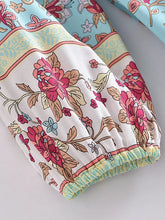 Load image into Gallery viewer, Blue Floral Print ,Beach Bohemian Maxi Dress,Boho Dress