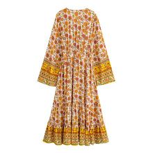 Load image into Gallery viewer, Boho Floral Print Maxi Dress Tiered Ruffle Beach Bohemian Dress