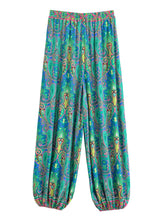 Load image into Gallery viewer, Green Floral Print ,Baggy Pants , Yoga Bloomers
