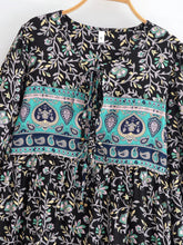 Load image into Gallery viewer, Black Wild Floral ,Beach Bohemian Maxi Dress,Holiday Boho Dress