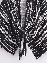 Load image into Gallery viewer, Bohemian Kimono, Boho Bikini Cover-ups,Black Floral Print