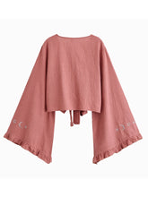 Load image into Gallery viewer, Star Moon Embroidery Short Bohemian Kimono Ruffles Flare Sleeves