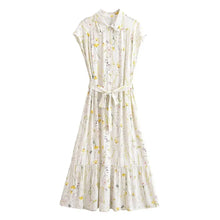 Load image into Gallery viewer, Floral Print Maxi Dress Turn down Collar Beach Dresses