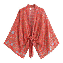 Load image into Gallery viewer, Bohemian Kimono, Boho Bikini Cover-ups,Red Floral