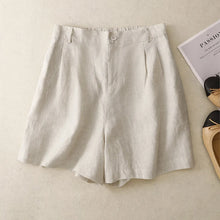 Load image into Gallery viewer, Boho Linen Blend Pleated Shorts Wide Leg Shorts with Pockets