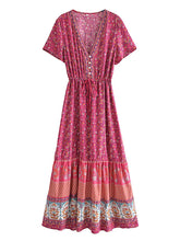 Load image into Gallery viewer, Floral Print Bat Sleeve Beach Bohemian Maxi Dresses Robe