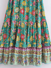 Load image into Gallery viewer, Green Floral Print ,Beach Bohemian Maxi Dress ,Boho Dresses Robe