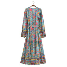 Load image into Gallery viewer, Floral Print ,Breasted Bohemian Maxi Dress, Boho Dress Robe