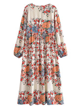 Load image into Gallery viewer, Multi Floral Print, Bohemian Maxi Dress, Boho Dress