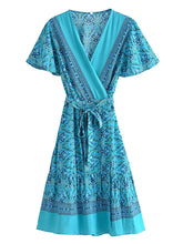 Load image into Gallery viewer, Wrap Mini Dress,Beach Summer Boho Dress