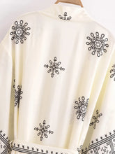 Load image into Gallery viewer, White Floral ,Beach Bohemian Kimono,Boho Bikini Cover-ups