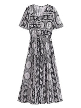 Load image into Gallery viewer, Blue Floral Print,Bohemian Maxi Dress, Boho Dress